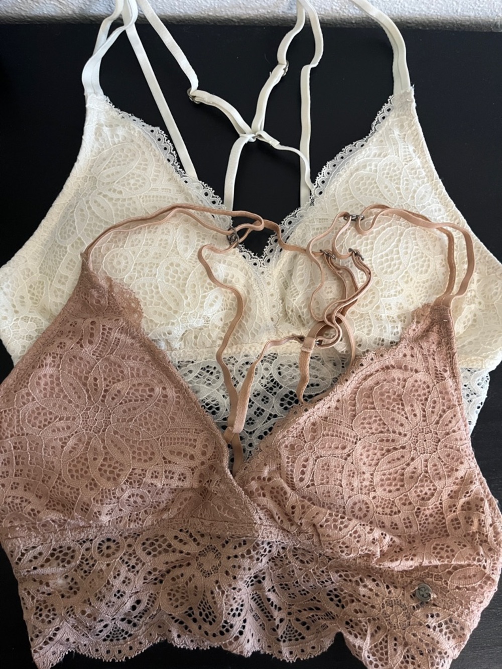Lucky Brand Lace Bralette Set - Cream & Blush Pink